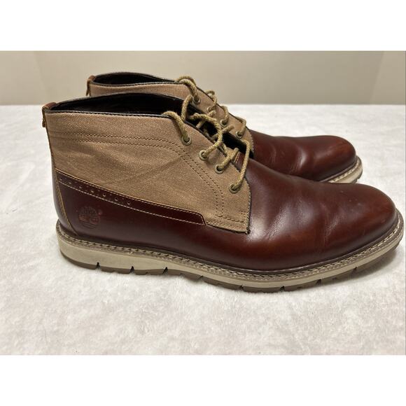 Timberland Boots Men’s Size 13 Britton Hill Waterproof Chestnut Leather Chukka - Picture 2 of 11